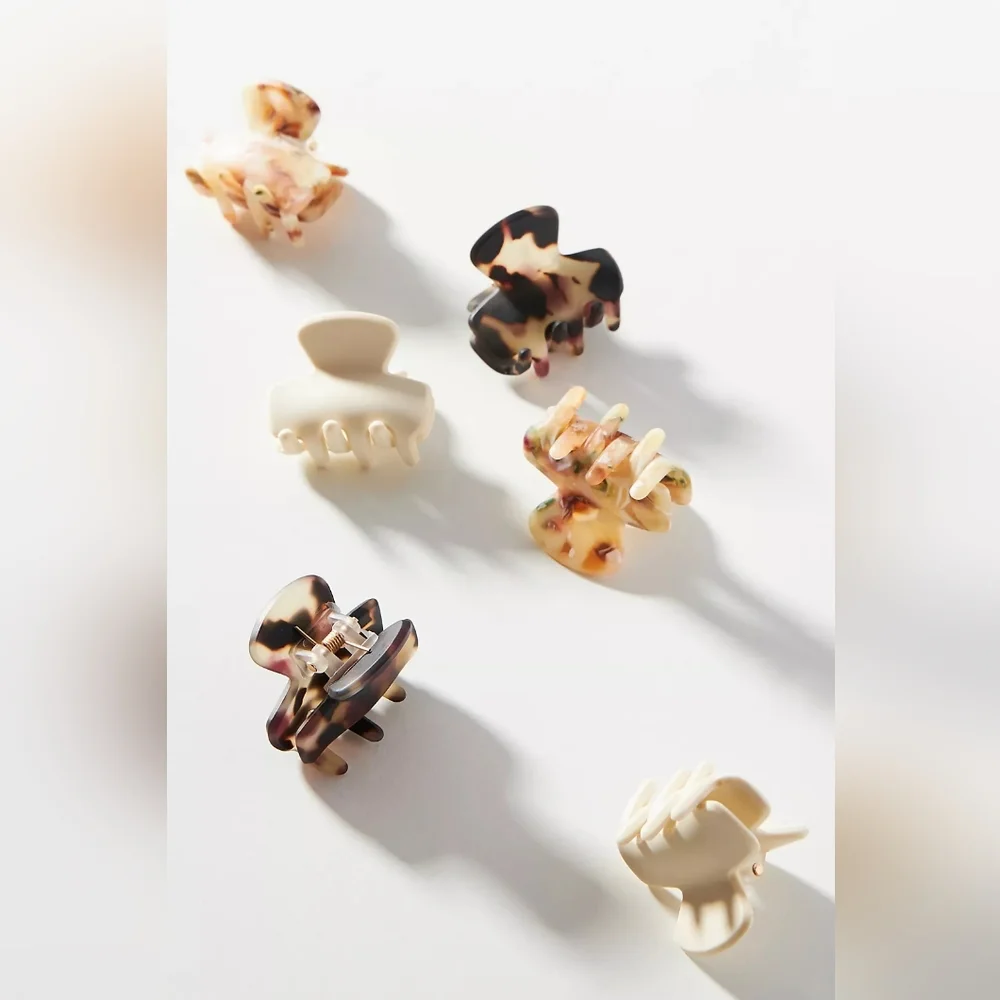 Speckled Mini Hair Clip Set Of 6 Cream Anthropologie - Picture 1 of 2